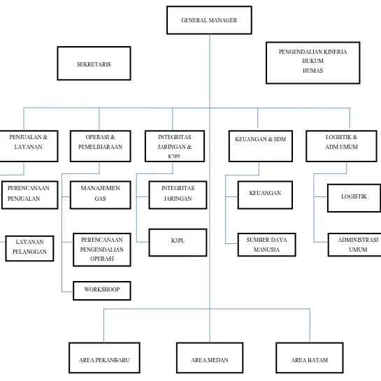 Gambar 2.1. Struktur Organisasi Perusahaan Gas Negara (Persero) Tbk Medan 