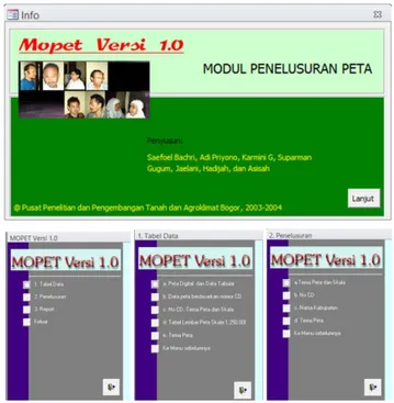 Gambar 10. Tampilan MOPET versi 1 tahun 2004  Figure 10.  Display of Mopet Version 1, 2004 