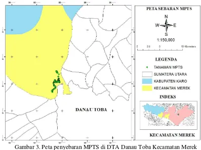 Gambar 3. Peta penyebaran MPTS di DTA Danau Toba Kecamatan Merek 