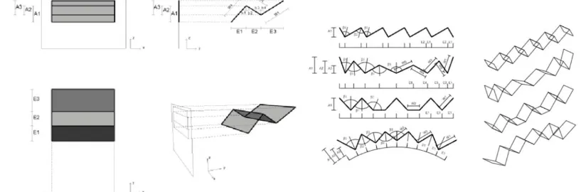 Figure 1 Basic folding is a corrugation of parallel mountain and valley folds (Buri and Weinand,  2008) 