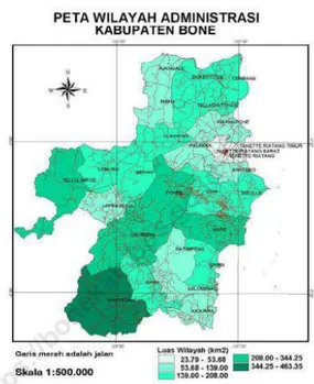 Gambar 1. Peta Wilayah Administrasi Kabupaten Bone (BPS, 2019) 
