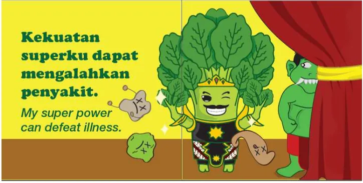 Figure 6:  Spibam the super spinach is wearing an Indonesian costume from the 