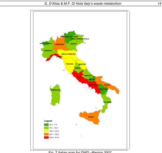 Fig. 7 Italian map for DWD –Region 2007 