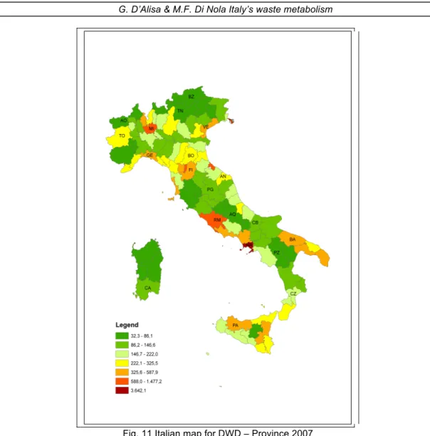 Fig. 11 Italian map for DWD – Province 2007 