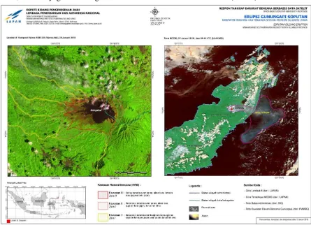 Gambar 5 : Arsip citra penginderaan jauh LAPAN pada tanggap darurat bencana erupsi Gunung Soputan 