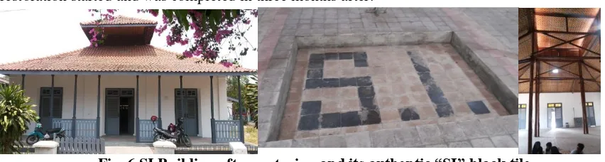 Fig. 6.SI Building after restoring and its authentic “SI” black tile 
