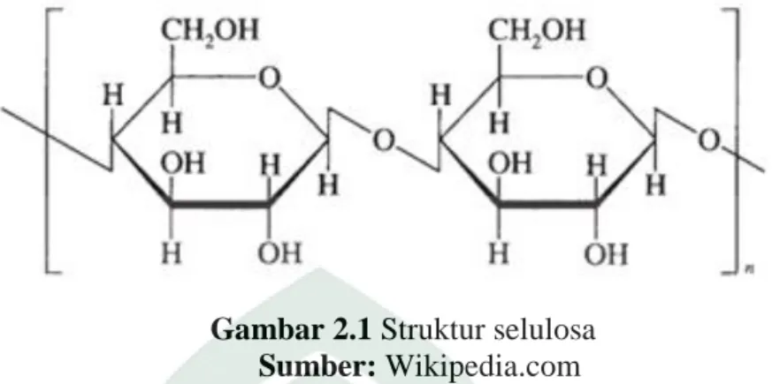 Gambar 2.1 Struktur selulosa            Sumber: Wikipedia.com 