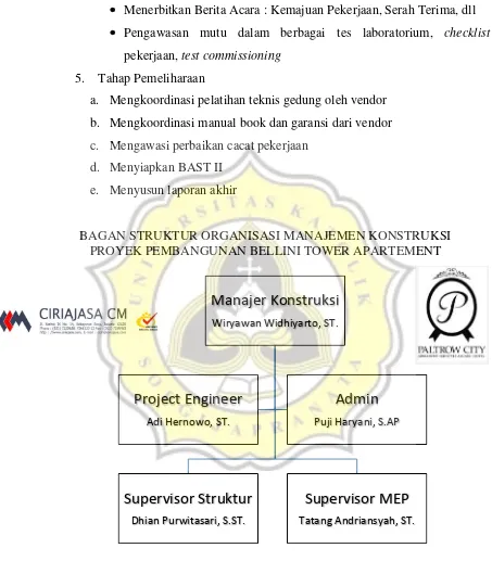 Gambar 2.2.Bagan Struktur Organisasi Konsultan Manajemen Konstruksi (Sumber: PT Ciriajasa Cipta Mandiri, 2015) 