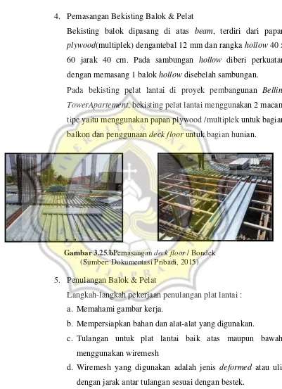 Gambar 3.25.bPemasangan deck floor / Bondek 