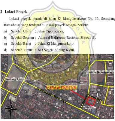 Gambar 1.1. Peta lokasi proyek Google Earth (13 Oktober 2015; pukul 11:44)