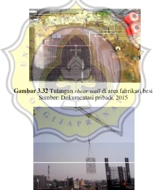 Gambar 3.32 Tulangan shear wall di area fabrikasi besi 