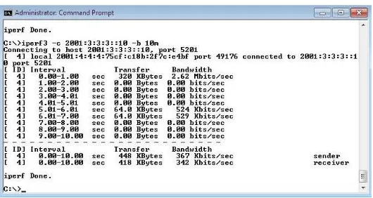 Figure 6: Iperf capture made in the Ethernet link between client (IPv4) and server (IPv6)