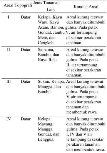 Tabel 2. Kondisi Areal Hutan Tanaman Jati Desa Hatusua  Kecamatan Kairatu Kabupaten Seram Bagian Barat 