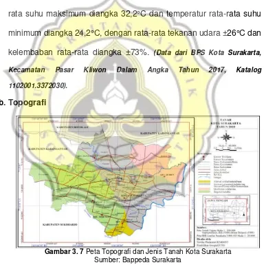 Gambar 3. 7 Peta Topografi dan Jenis Tanah Kota Surakarta 