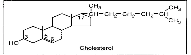 Gambar 2.3 Struktur Kolesterol (Sampaio et al.2006) 