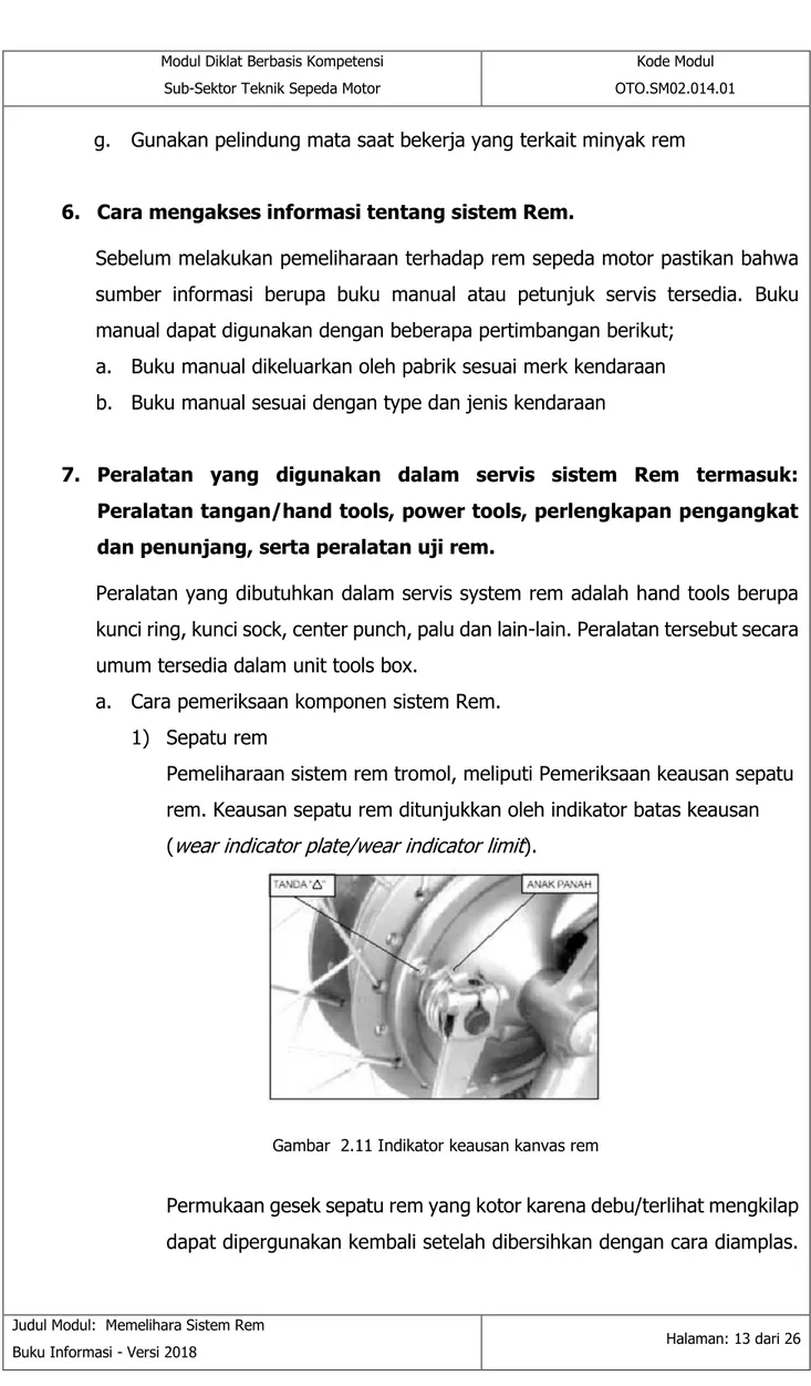 Gambar  2.11 Indikator keausan kanvas rem 