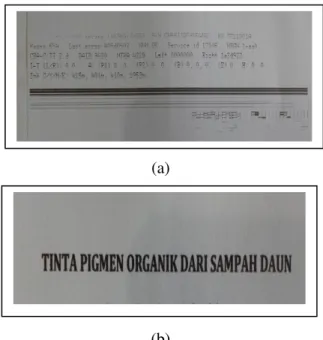 Gambar 6. (a) Uji laju absorbsi tinta dan (b)  Hasil uji laju absorbsi tinta. 