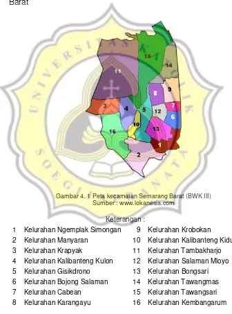 Gambar 4. 1 Peta kecamatan Semarang Barat (BWK III) 