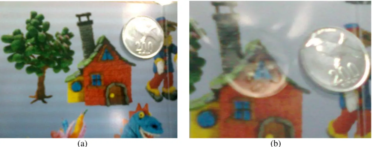 Gambar 1.a. Koin yang akan dibuat watermarknya dan gambar pada selembar kertas bergambar Gambar 1.b