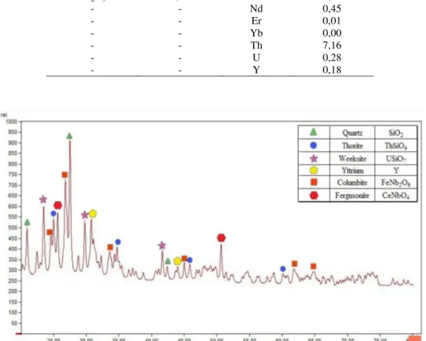 Gambar 1. Hasil analisis komposisi mineral yang dominan dengan menggunakan XRD.
