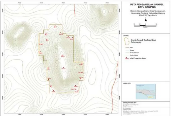 Gambar 6. Peta lokasi pengamatan dan pengambilan sampel Batugamping Gunung Sudo 