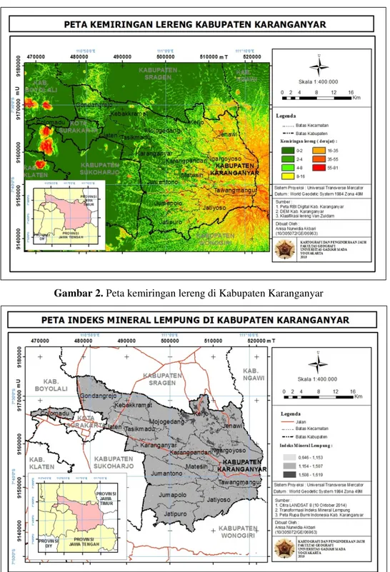 Gambar 3. Peta indeks mineral lempung di Kabupaten Karanganyar 