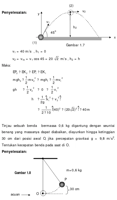        Gambar 1.7   v1 =  40 m/s  , h(1)1 =  0 