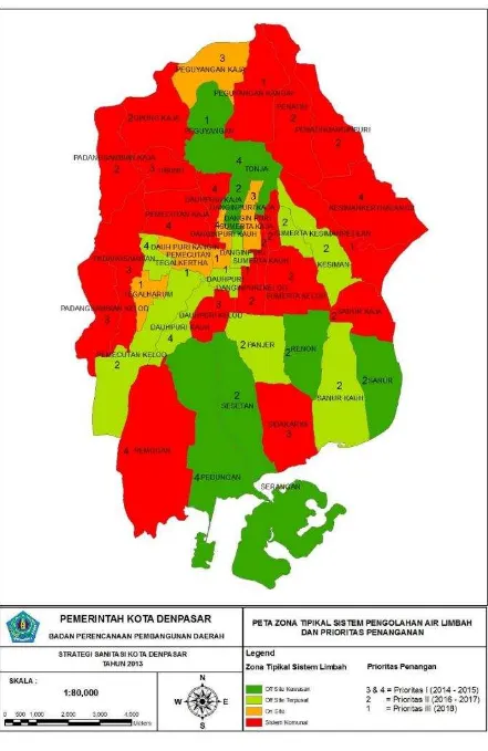 Gambar 9. Peta zona prioritas penanganan air limbah Kota Denpasar 