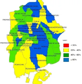 Gambar 6.  Peta persentase cakupan akses pengolahan air limbah di Kota Denpasar 