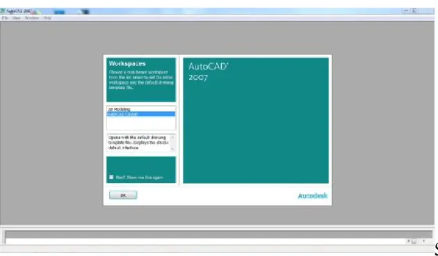 Gambar 3.1 tampilan awal Autocad 2007 