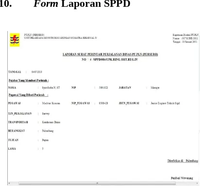 Gambar  21. Form Laporan SPPD