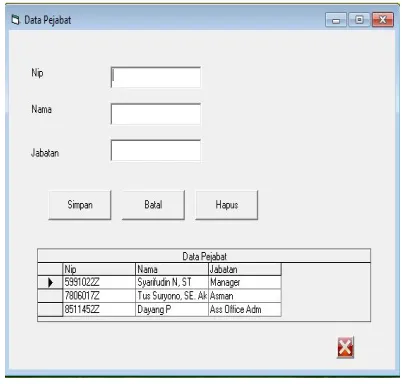 Gambar  14. Form Data Pejabat