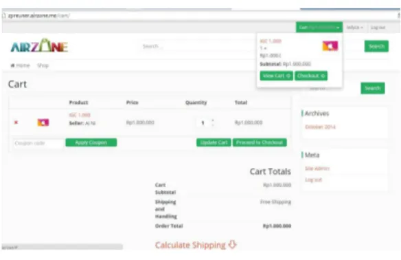 Gambar 13. Tampilan Halaman Cart.  G.Halaman Check Out 