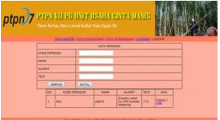 Gambar 3.13 Form input data pemasok 