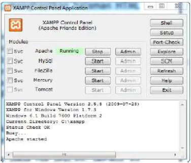 Gambar 3.1 menunjukkan bagaimana Web Server dinyalakan di XAMPP. 