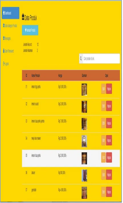 Gambar 6. Tampilan menu ganti produk 