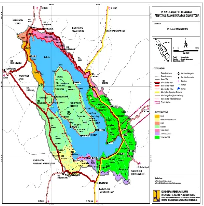 Gambar 1: Peta Wilayah Administrasi Sebaran Tujuh Kabupaten yang masuk dalam  Kawasan Danau Toba 