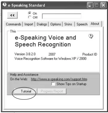Gambar 4. Menu Standart E-Speaking  Command berisi panduan daftar perintah 