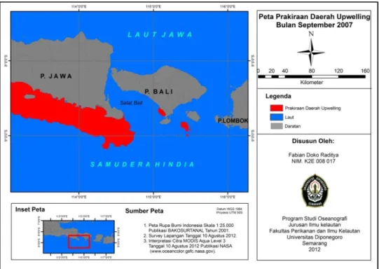 Gambar 6. Peta Prakiraan Daerah Upwelling Bulan September 2007 