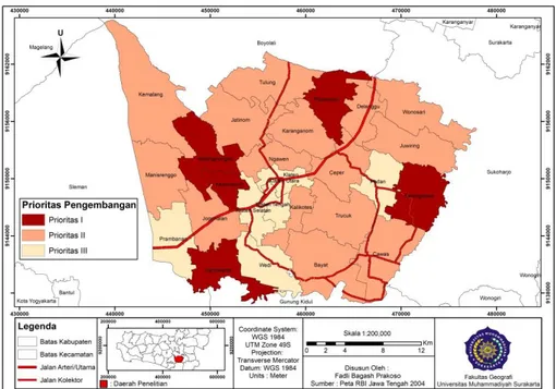 Gambar 2. Peta Prioritas Pengembangan Wilayah di Kabupaten Klaten 