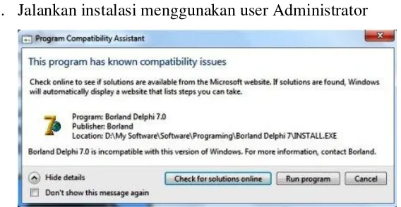 Gambar 8. Instalasi option sebagai user administrator 
