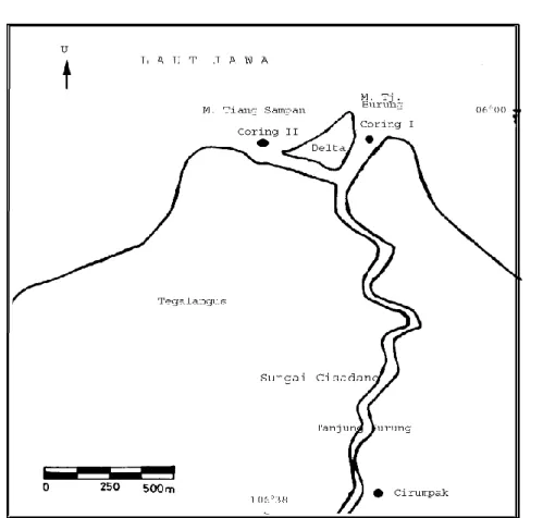 Gambar 1. Lokasi Pengambilan sampel di Muara Tanjung Burung (C-1)   dan Muara Tiang Sampan (C-2) 