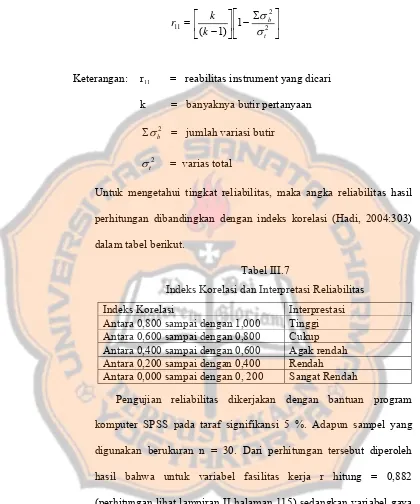 Tabel III.7 