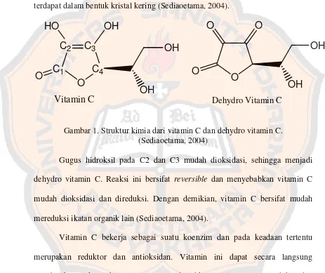 Gambar 1. Struktur kimia dari vitamin C dan dehydro vitamin C.  