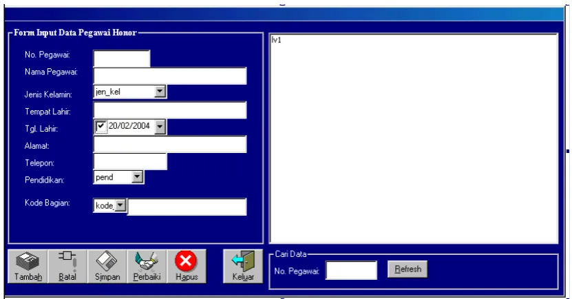 Gambar 4.4.2 Desain Form Pegawai  