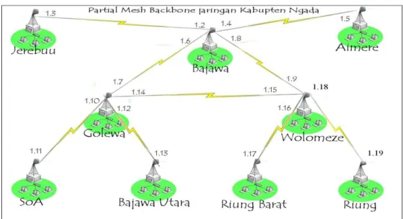 Gambar 1. Topologi partial mesh Kabupaten Ngada 