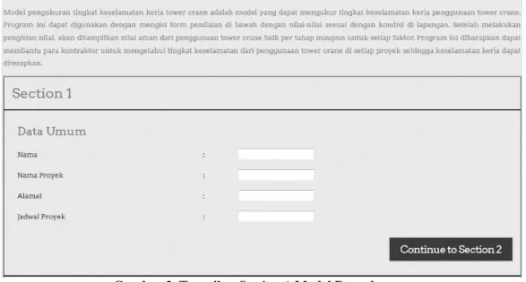 Gambar 2. Tampilan Section A Model Pengukuran. 