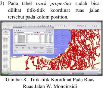 Gambar 7.  Menu track properties Pada Ruas  Jalan A. A. Maramis (Jalan Manado–Bandara) 