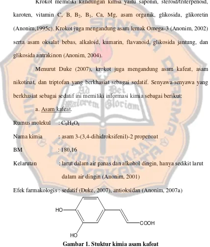Gambar 1. Stuktur kimia asam kafeat 