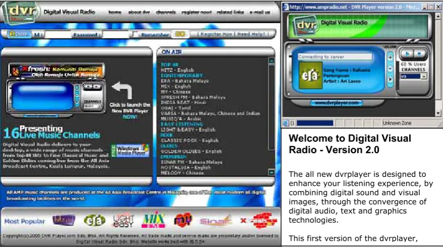 Figure 2.4: A website offering digital radio broadcast services Source: http://www.dvrplayer.com/03/ 